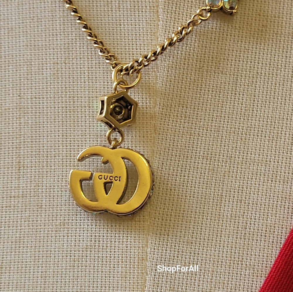 Gucci Gold Necklace with Crystal Details - Picture 10 of 12